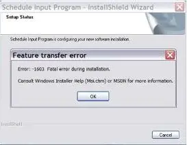 Error: -1603 Fatal error during installation