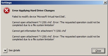 Error Applying Drive Changes