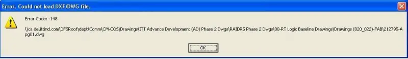Error Could not load DXF DWG file.