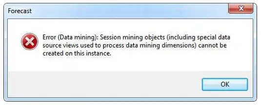 Forecast Error (Data mining): Session mining objects (including special data  source views used to process data mining dimensions) cannot be  created on this instance.