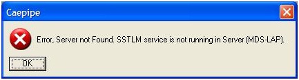 Error. Server not found. SSTLM service is not running in server (MDS-LAP)
