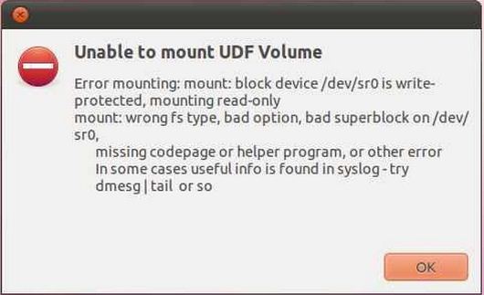 Unable to mount UDF Volume