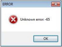 Unknown error: -65