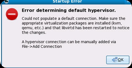 Error determining default hypervisor