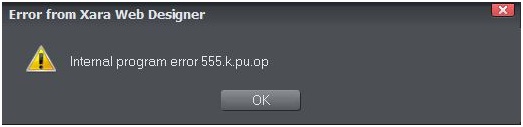 Error from Xara Web Designer