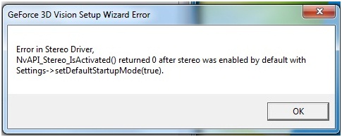 Geforce 3D Vision Setup Wizard Error