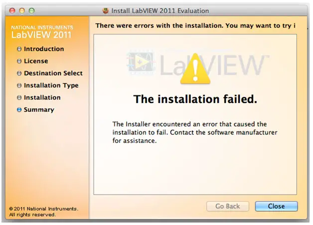 installation failed