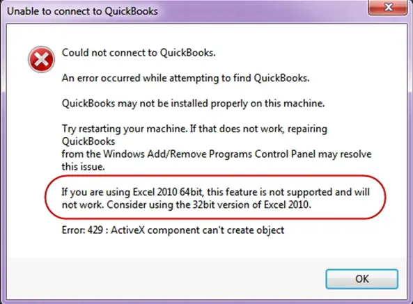 QuickBooks may not be installed properly on this machine