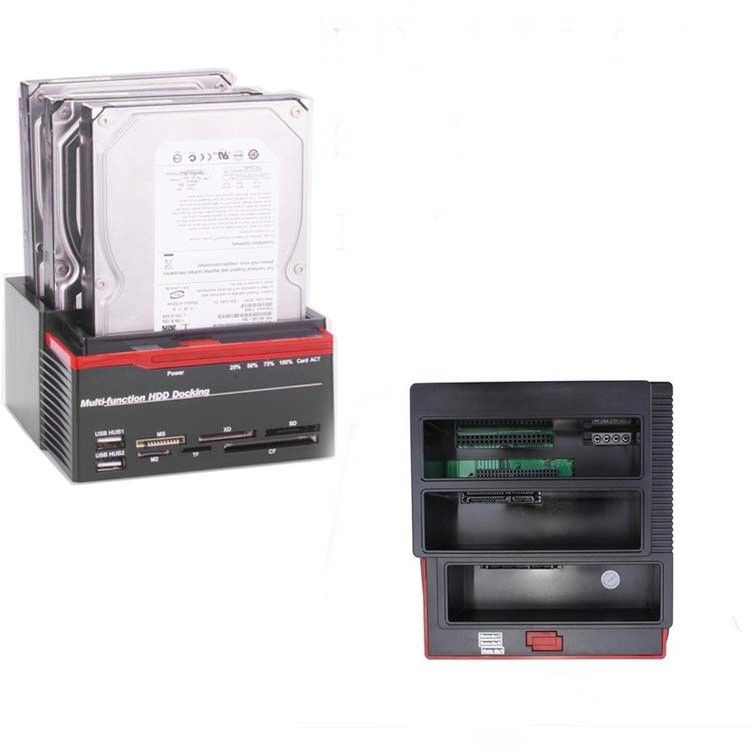 Hard drive docking station that has seven SATA ports