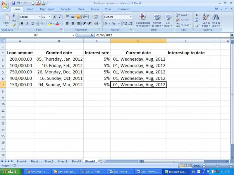 Interest calculation in Excel