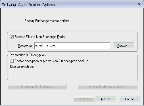 Exchange Restore Options