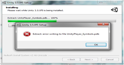 Extract: error writing to file UnityPlayer_Symbols.pdb