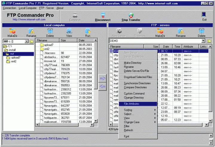 hosting server FTP information. Clicking the Connect button,