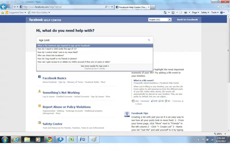 Minimum Age to create an account on Facebook