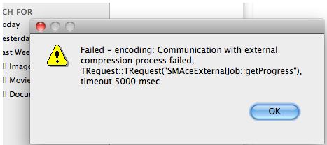 Failed – encoding: Communication with external compression process failed