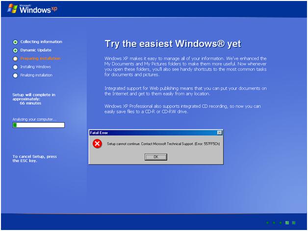 windows xp error