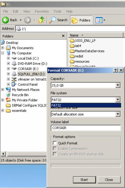 Format CORSAIR Disk Drive