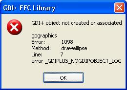 GDI+ FFC Library object not created Error1098