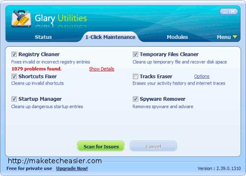 Glary Utilities PC performance optimization utility