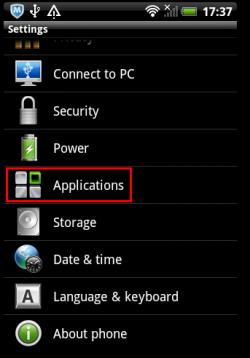 Go to the "Settings" option and tap "Applications