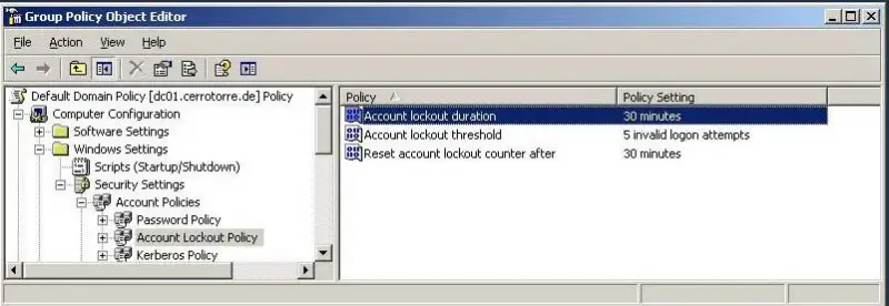 Account Lockout Policy