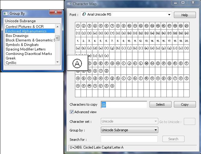 Enclosed Alphanumerics