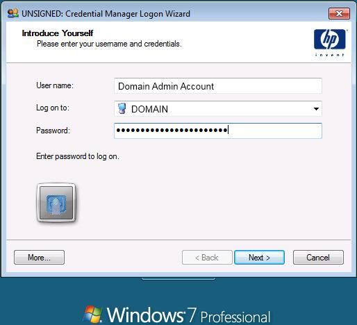 HP Login wizard