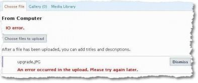 IO error-An error occurred in the upload. Please type again later.