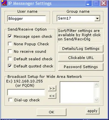 IP messenger Settings