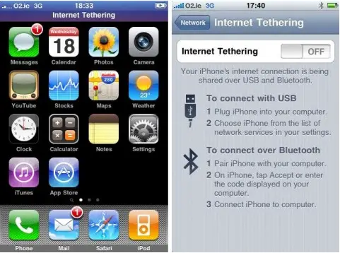 Internet Tethering then click on Internet Tethering iPhone 3G