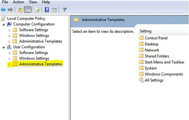 Prohibit access to Control Panel