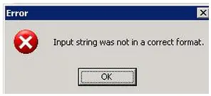 Error Input String was not in a correct format.