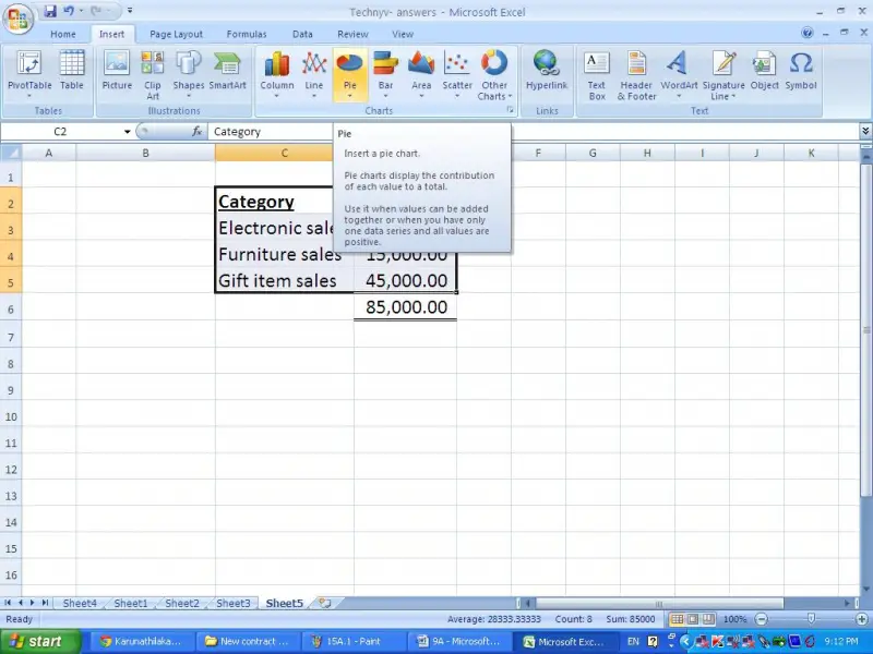 Pie chart in Excel