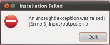 An uncaught exception was raised: [Error 5] Input/output error