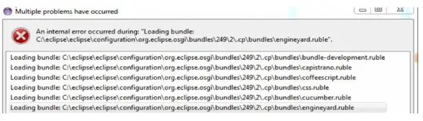 Multiple problems have occurred An internal error occurred during: “loading bundle: