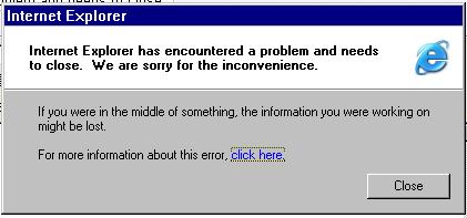 internet explorer has run in error