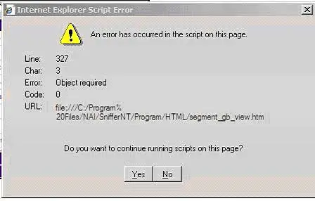 An error has occurred in the script on the page