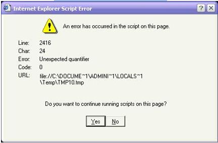 Internet explorer script error-2416-24-0