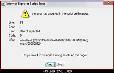 an error has occurred in the script on this page-line 89