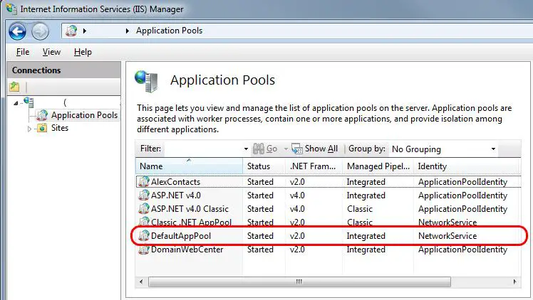 Application Pools