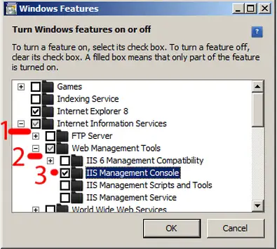 check IIS Management Console