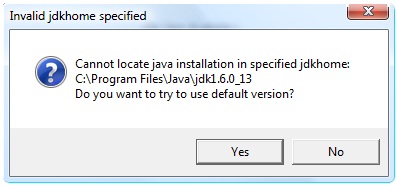 Cannot locate java installation in specified jdkhome