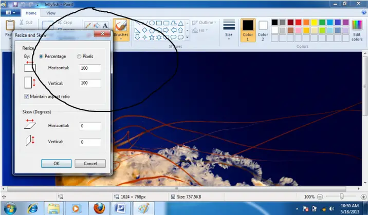 Paint” program to edit image