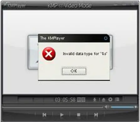 The KMPlayer Invalid data type for ‘1s’