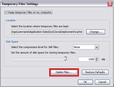 Temporary Files Settings