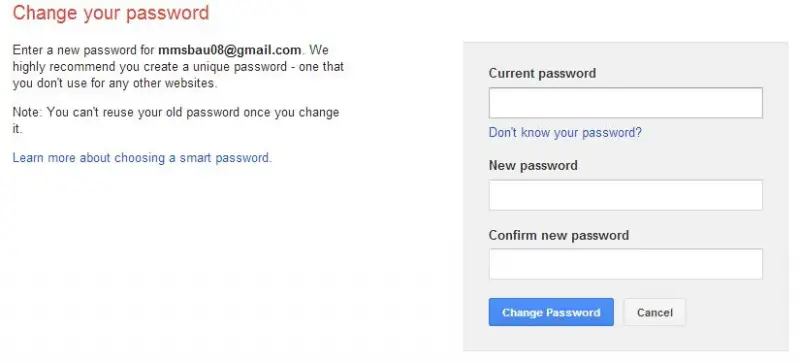 Set login your Gmail account by using the current password