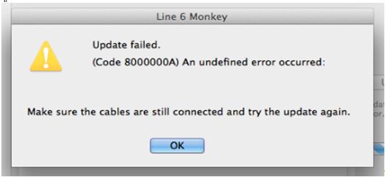code 8000000A an undefined error occurred: