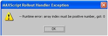 MAXScript Rollout Handler Exception Runtime error