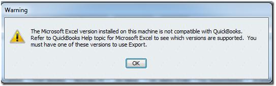 Error in MS Excel regarding Quickbook