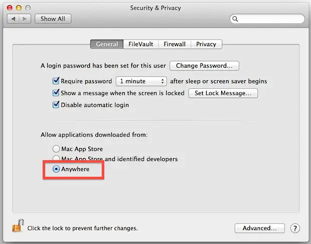 Disable gatekeeper Mac OS X